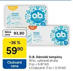 Tesco O.B. DÁMSKÉ TAMPONY nabídka