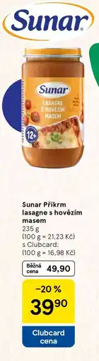 Tesco Sunar Příkrm lasagne s hovězím masem nabídka