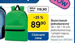 Tesco Školní batoh jednobarevný nabídka