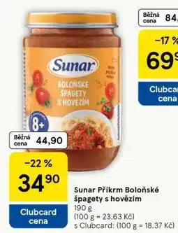 Tesco Sunar Příkrm Boloňské špagety s hovězím nabídka