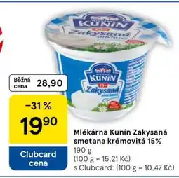 Tesco Mlékárna Kunín Zakysaná smetana krémovitá 15% nabídka
