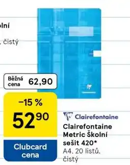 Tesco Clairefontaine Metric Školní sešit 420 nabídka