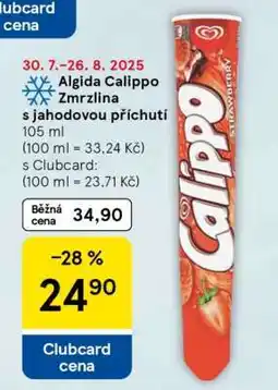 Tesco Algida Calippo Zmrzlina s jahodovou příchutí nabídka