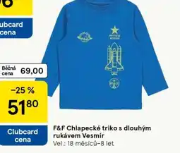 Tesco F&F Chlapecké triko s dlouhým rukávem Vesmír nabídka