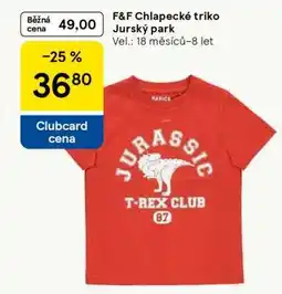 Tesco F&F Chlapecké triko Jurský park nabídka