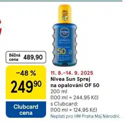 Tesco Nivea Sun Sprej na opalování OF 50+ nabídka