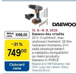 Tesco Daewoo Aku vrtačka nabídka