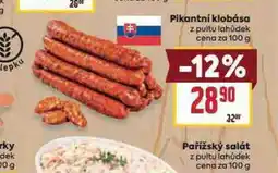 Billa Pikantní klobása nabídka