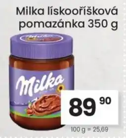 Kubík potraviny Milka lískooříšková pomazánka nabídka