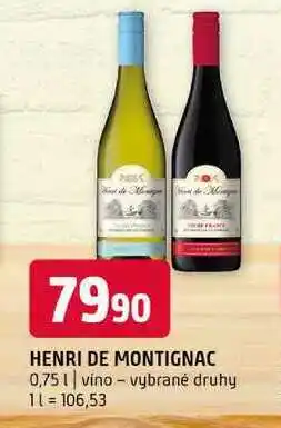 Terno Henri de montignac 0,75l vino vybrané druhy nabídka