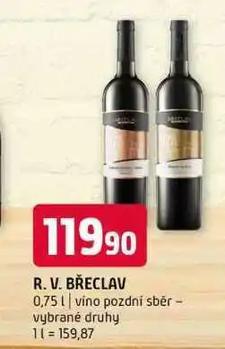 Terno R. V. BŘECLAV 0,75l víno pozdní sběr vybrané druhy nabídka