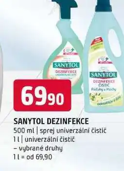 Terno SANYTOL DEZINFEKCE 500 ml sprej univerzální čistič 1l univerzální čistič vybrané druhy nabídka