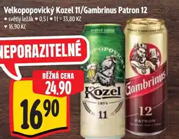 Albert Velkopopovický Kozel 11/Gambrinus Patron 12 nabídka