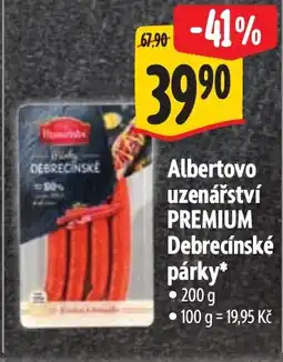 Albert Albertovo uzenářství Premium Debrecínské párky nabídka