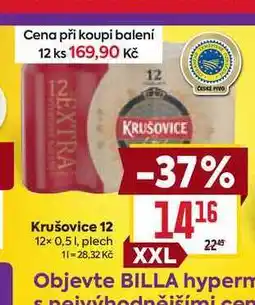 Billa Krušovice 12 12× 0,5 l, plech nabídka