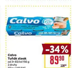 Billa Calvo Tuňák steak od 3x 65/od 156 g nabídka
