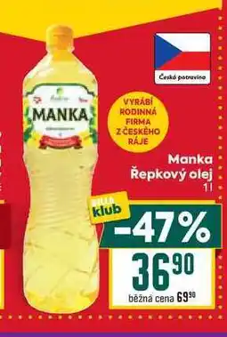 Billa Manka Řepkový olej 1l nabídka