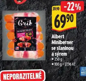 Albert Miniberner se slaninou a sýrem nabídka
