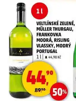 Penny Market VELTLÍNSKÉ ZELENÉ, MÜLLER THURGAU, FRANKOVKA MODRÁ, 1 l nabídka