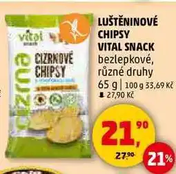 Penny Market LUŠTĚNINOVÉ CHIPSY VITAL SNACK bezlepkové, různé druhy, 65 g nabídka