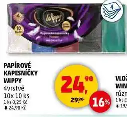 Penny Market PAPÍROVÉ KAPESNÍČKY WIPPY 4vrstvé, 10x 10 ks nabídka