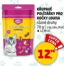 Penny Market KŘUPAVÉ POLŠTÁŘKY PRO KOČKY LOUISA různé druhy, 70 g nabídka