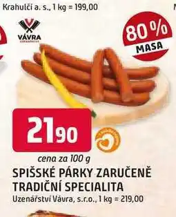 Trefa SPIŠSKÉ PÁRKY 100g nabídka