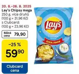 Tesco Lay's Chipsy mega, 250 g nabídka