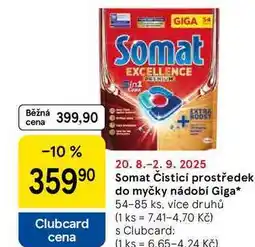 Tesco Somat Čisticí prostředek do myčky nádobí Giga, 54-85 ks, více druhů nabídka