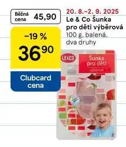 Tesco Le & Co Šunka pro děti výběrová, 100 g, balená nabídka