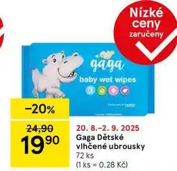 Tesco Gaga Dětské vlhčené ubrousky, 72 ks nabídka