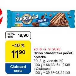 Tesco Orion Studentská pečeť oplatka, 30-31 g, více druhů nabídka