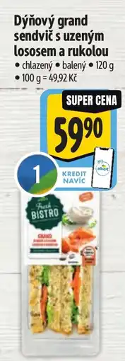 Albert Dýňový grand sendvič s uzeným lososem a rukolou nabídka
