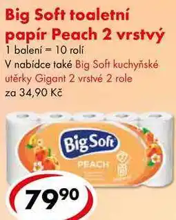 CBA Big Soft toaletní papír Peach 2 vrstvý, 10 rolí nabídka