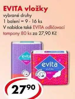 CBA EVITA vložky, 9 - 16 ks nabídka