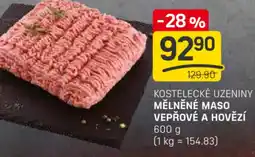 Flop Kostelecké uzeniny mělněné maso vepřové a hovězí nabídka