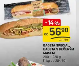 Flop Bageta special, bageta s pečeným masem nabídka