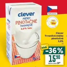 Billa Clever Trvanlivé mléko plnotučné 3,5% nabídka