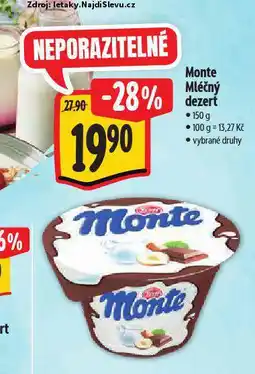 Albert Monte mléčný dezert nabídka