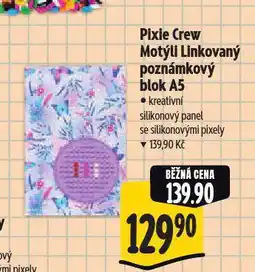 Albert Pixie crem motýli linkovaný poznámkový blok a5 nabídka