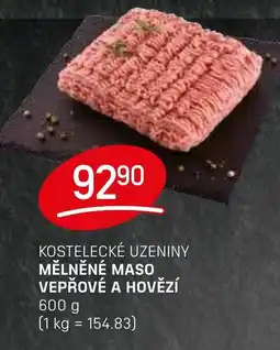Flop Kostelecké uzeniny Mělněné maso vepřové a hovězí nabídka