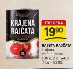 Flop BASSTA RAJČATA krájená. celá loupaná 400 g. p.p. 240 g nabídka