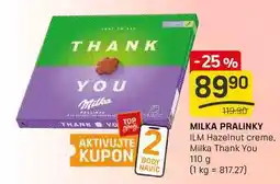 Flop MILKA PRALINKY ILM Hazelnut creme, Milka Thank You 110 g nabídka