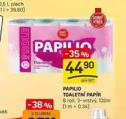 Flop PAPILIO TOALETNÍ PAPÍR 8 rolí, 3-vrstvý, 132m nabídka