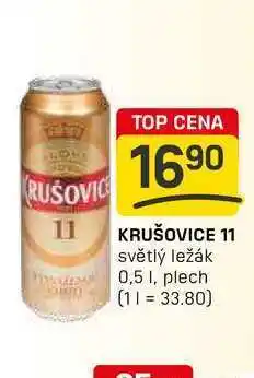 Flop KRUŠOVICE 11 světlý ležák 0,5 1, plech nabídka