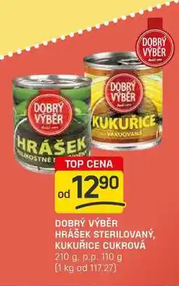 Flop DOBRÝ VÝBĚR HRÁŠEK STERILOVANÝ, KUKUŘICE CUKROVÁ 210 g, p.p. 110 g nabídka