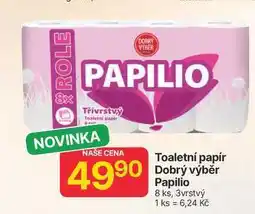 Hruška Toaletní papír Dobrý výběr Papilio 8 ks, 3vrstvý nabídka