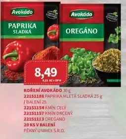 Kubík potraviny Koření avokádo nabídka