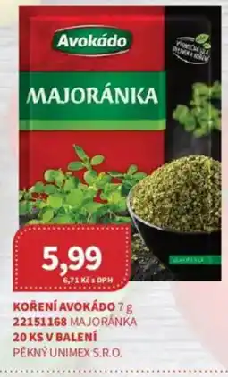 Kubík potraviny Koření avokádo nabídka