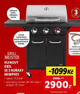 Lidl GRILL MEISTER PLYNOVÝ GRIL SE 3 HOŘÁKY MEMPHIS nabídka